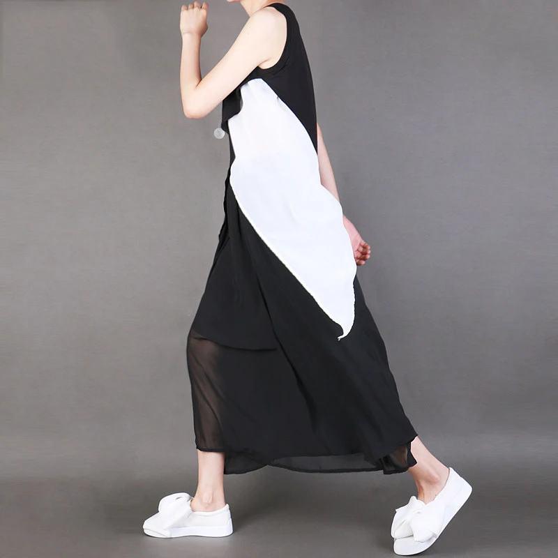 Платье без рукавов TWOTWINSTYLE весеннее повседневное длинное большого размера |