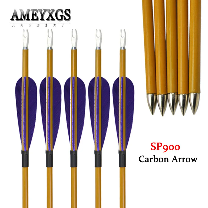 

10pcs 33inch Carbon Arrows Spine 900 Mix Carbon Arrow Shaft With Turkey Feathers For Outdoor Sports Shooting Accessories