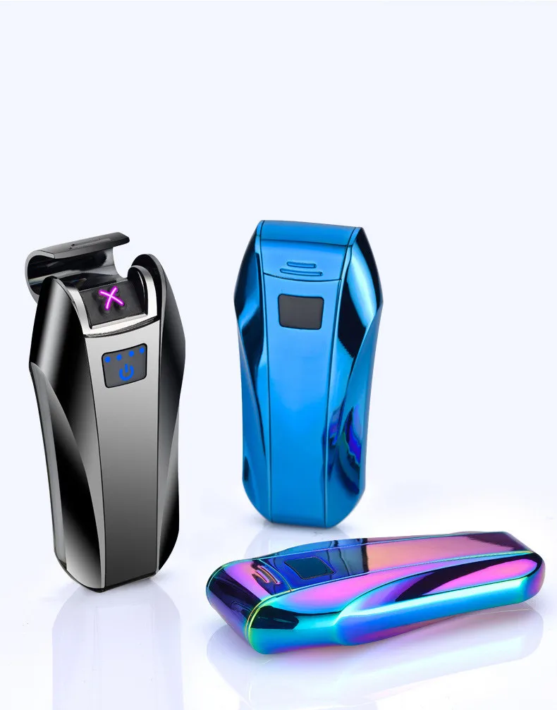 Новинка, двойная дуговая USB Зажигалка, перезаряжаемая Электронная зажигалка, светодиодный экран, сигаретная плазма, Индукционная импульсная зажигалка
