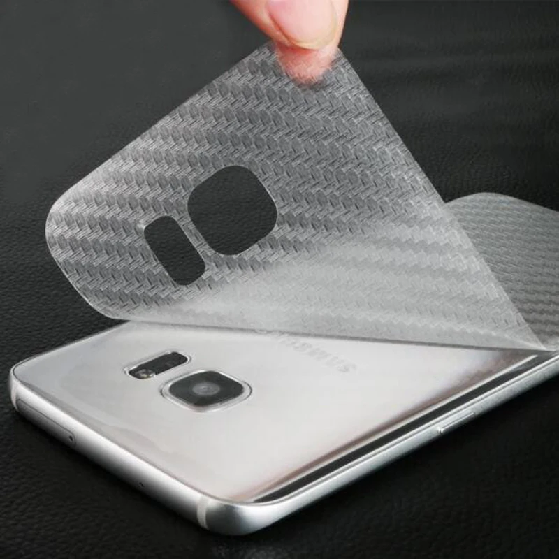 3D Carbon Fiber Clear Screen Protector Film Protective Sticker for Samsung Galaxy S6 S7 edge Plus Back Glass Panel Full Cover |