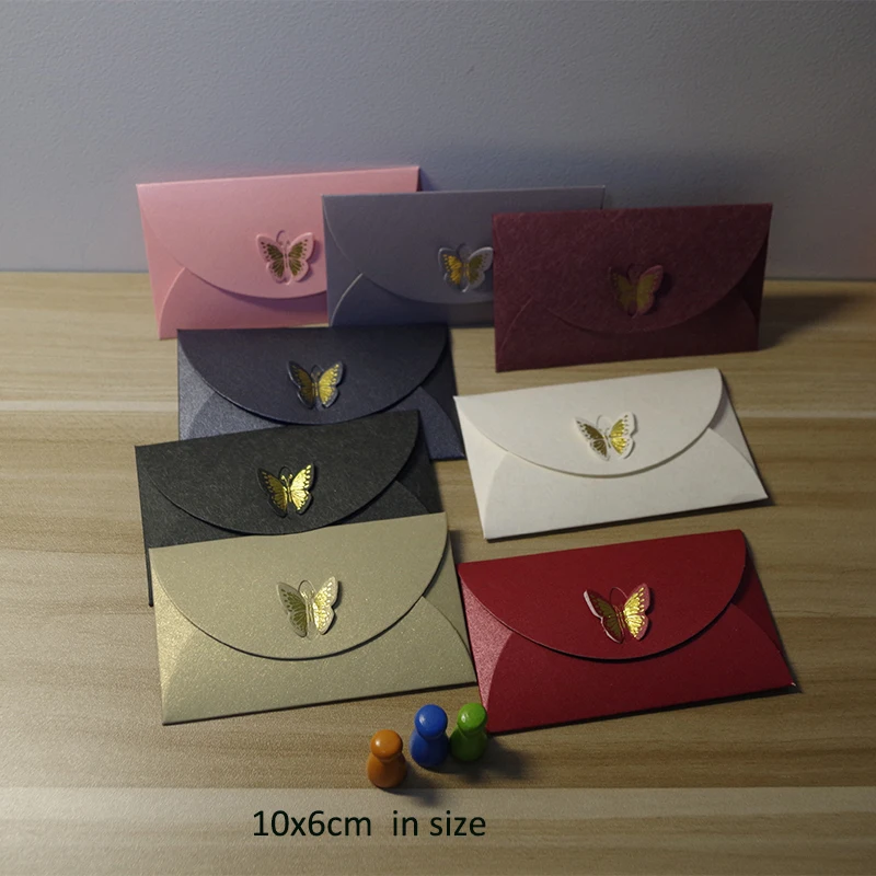 100 шт./лот 10x6 см 250gsm милые золотые embrassed бабочки застежки конверты/Свадебные