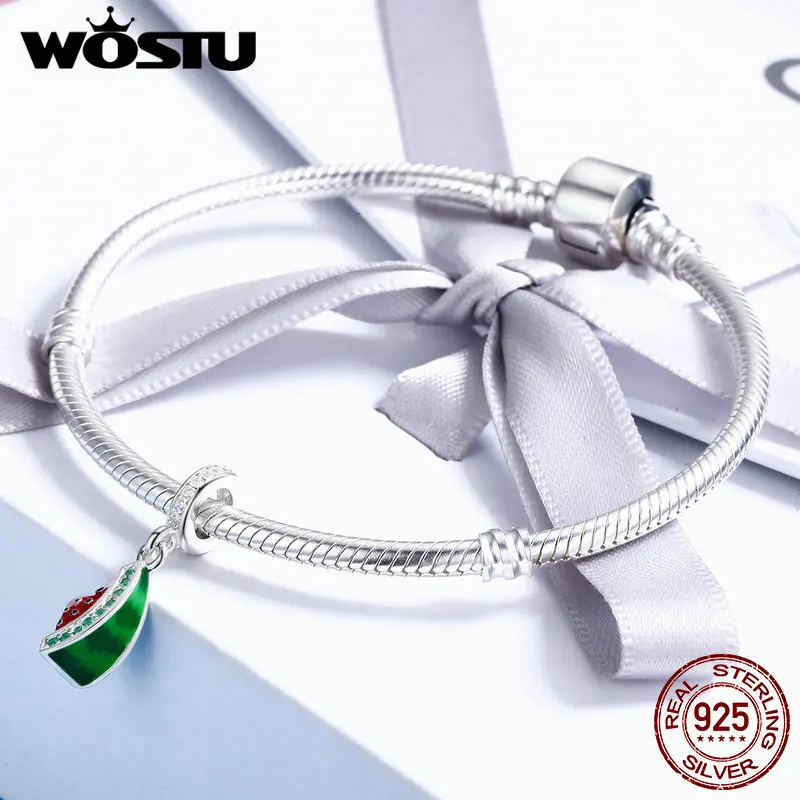 WOSTU популярное серебро 925 пробы Ослепительная подвеска в виде арбуза с фианитами