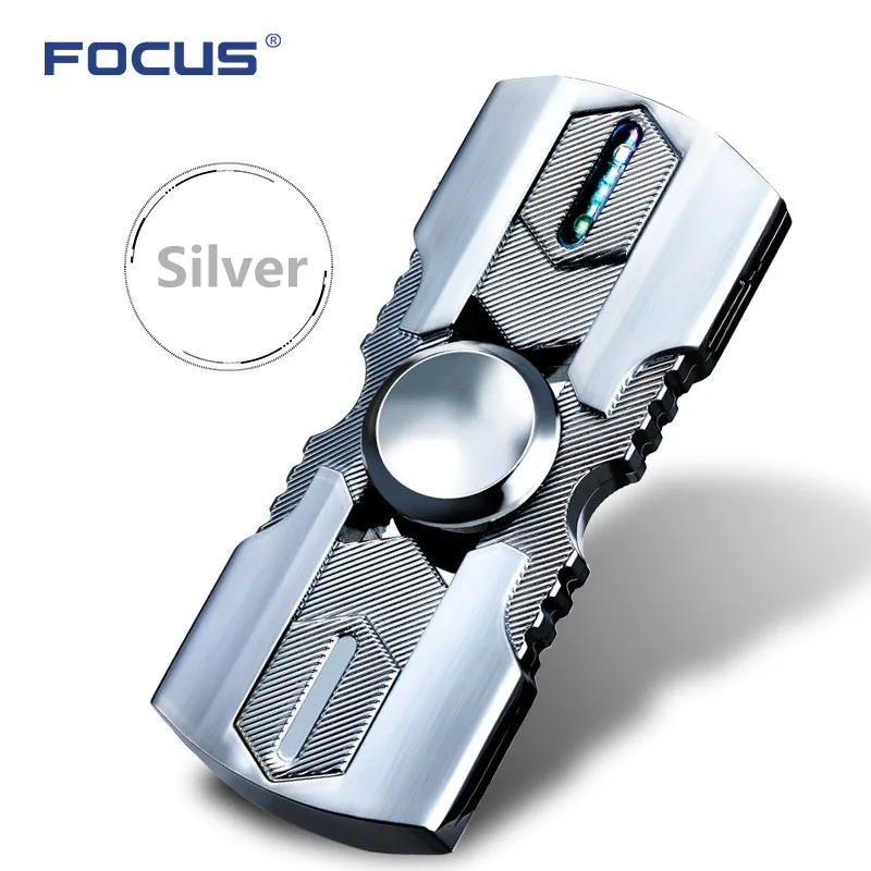 Hand Spinner Usb Electronic Cigarette Lighter Windproof Flameless Plasma Arc 7 Led Colors Fidget Toy Men Gifts | Дом и сад