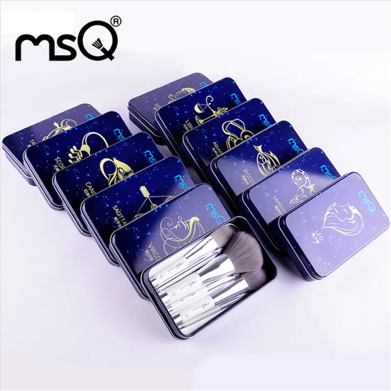 Набор кистей для макияжа MSQ 6 шт. 12 созвездий розовые и золотые тени век кисти