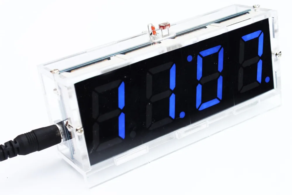 DIY 4 Digit LED Electronic Clock Kit With Vioce Light Control Function | Электронные компоненты и принадлежности