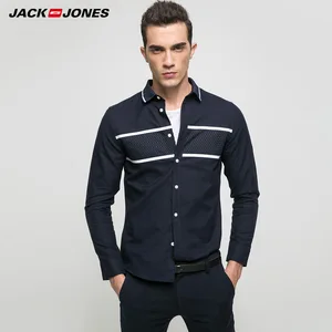 Jack Jones 2018 Новинка мужская футболка хлопок 100% ткань тянучка прямой фасон модная майка мужская 217105505