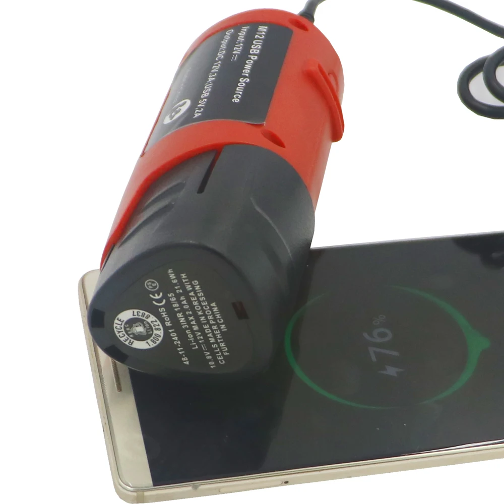 USB адаптер для зарядки Используйте Milwaukee M12 Power Tools внешний аккумулятор Apple Android phone