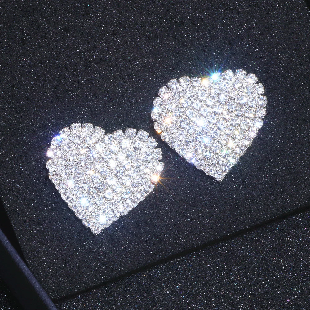 

2020 New Design Luxury Crystal Heart Stud Earrings Fashion Big Love Earrings For Woman Romantic Wedding Jewelry Accessories