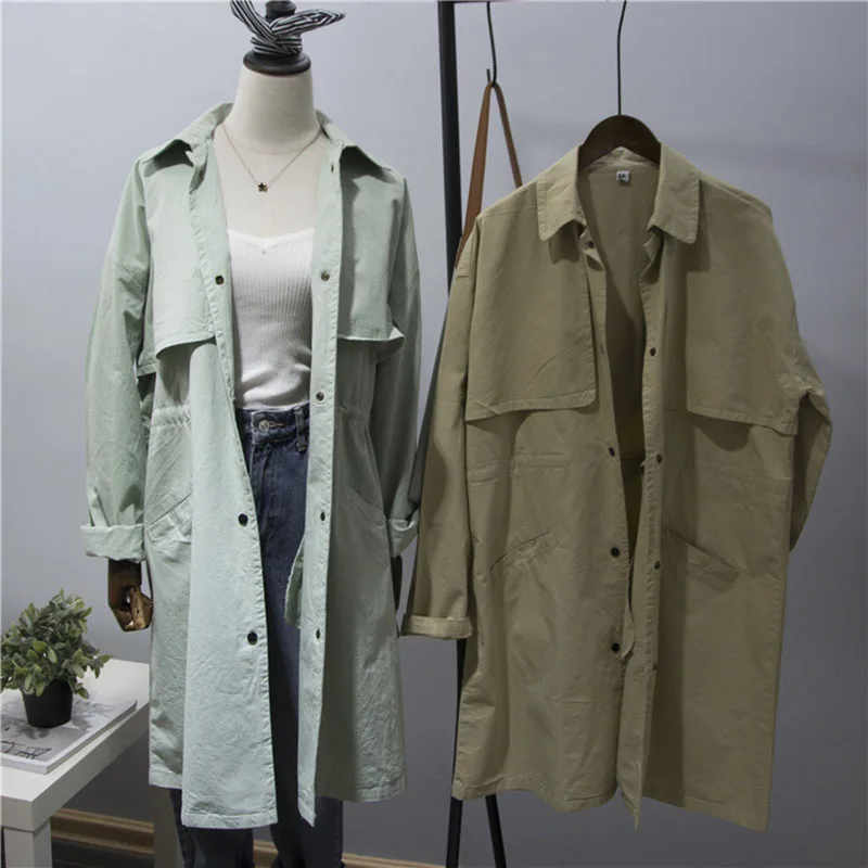 Женский свободный тренчкот Повседневная ветровка в Корейском стиле 2 цвета