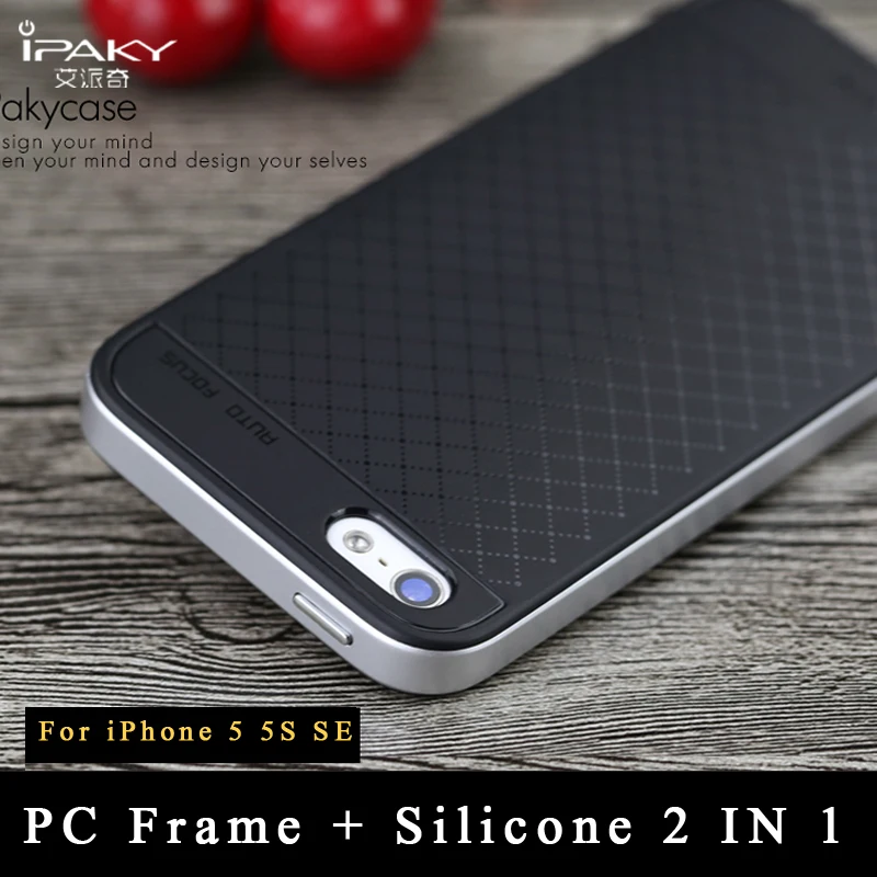 Original iPaky Slim coque For iPhone 5S SE case Luxury PC Frame + Silicone Back Cover for iphone5 5 5s 5se cases |