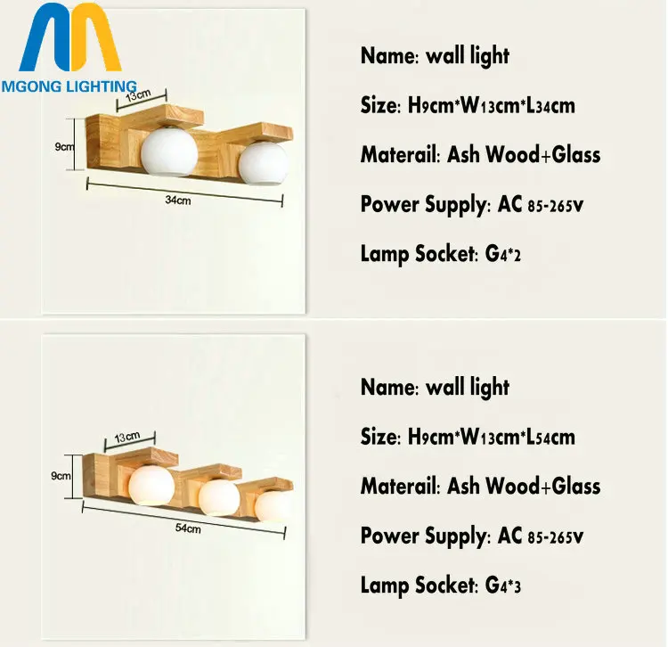 Деревянный длинный зеркальный светильник для ванной современный настенный G4