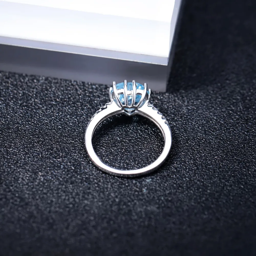 Gem's Ballet 3.17Ct Овальный натуральный Небесно голубой топаз обручальные кольца с драгоценными камнями 925 пробы серебряные ювелирные изделия для женщин Свадебные