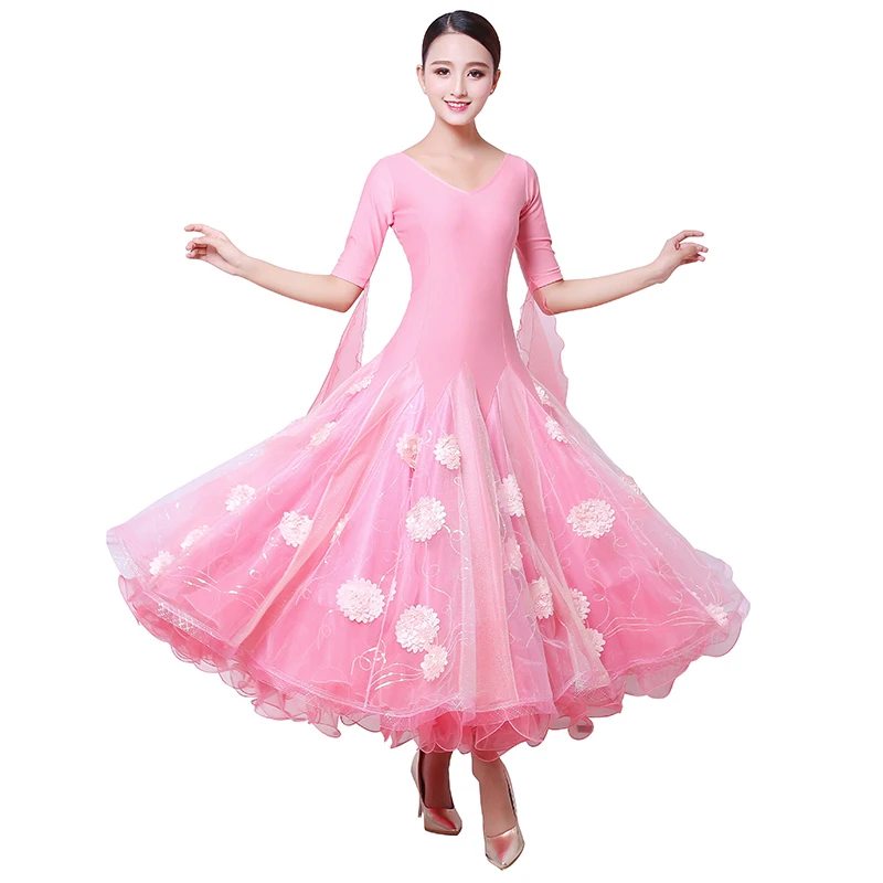 Индивидуальное высококачественное платье для бальных танцев с коротким рукавом