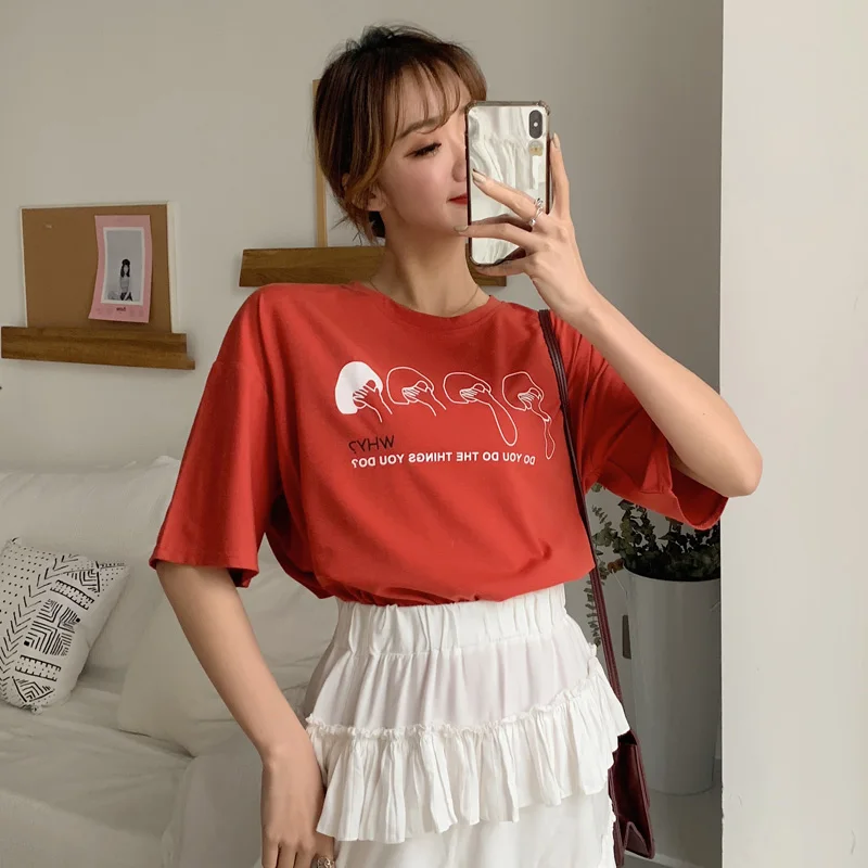 Женская футболка с короткими рукавами Топы И Футболки милая девушка новинка 2019