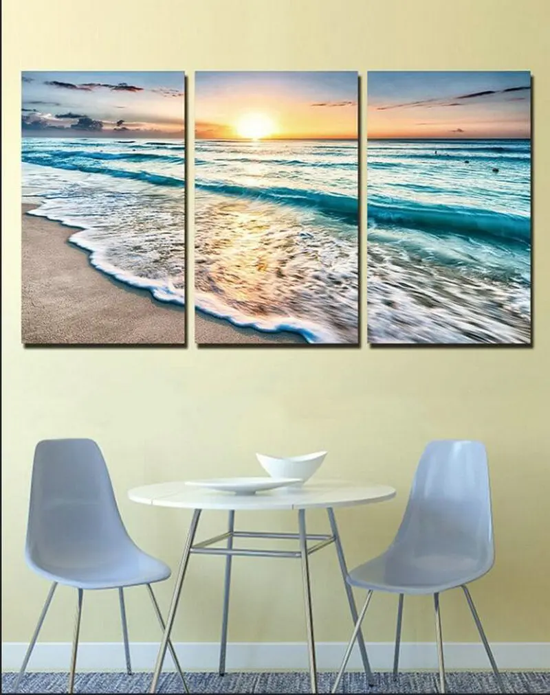 

MHD Sunset scenery 5d diy diamond painting cross stitch kit full square triptych home decoration