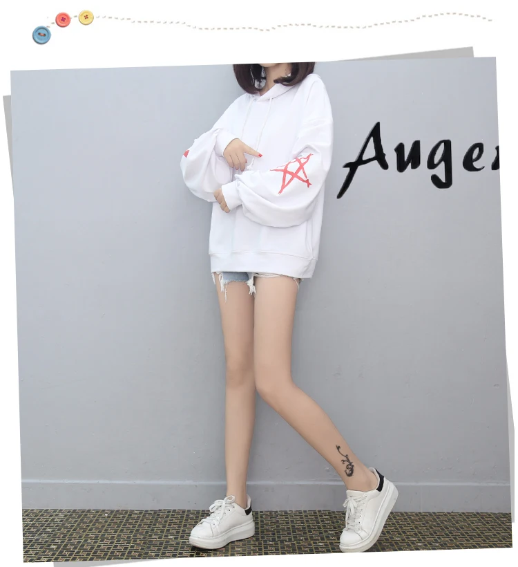 Free Shipping 2017 Autumn and Winter New Fashion Sweatshirt Women Hooded Loose Star Print Casual Woman ZY | Женская одежда
