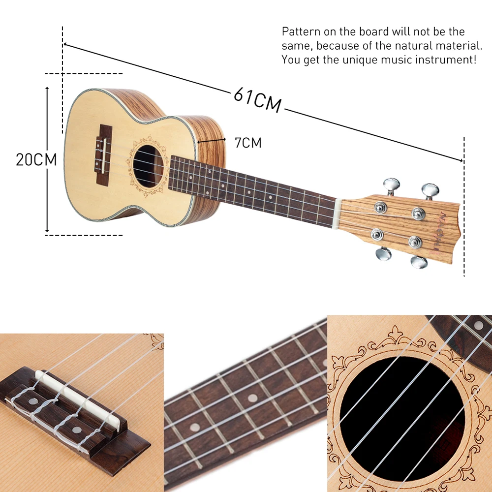 21 23 26 дюймов Укулеле сопрано ель Topboard Zebrawood Backboard Rosewood Fretboard Okoume головной убор Ukeleles