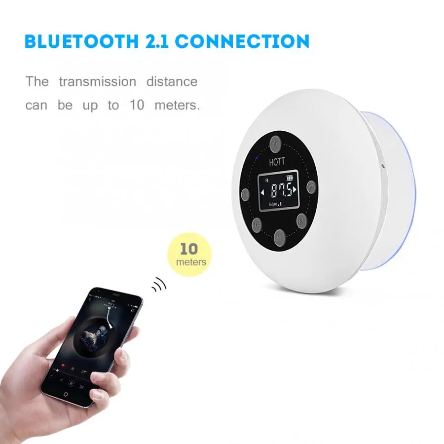 Мини Bluetooth беспроводной водонепроницаемый Душ динамик с присоской время цифровой дисплей FM радио микрофон громкой связи Steore выход