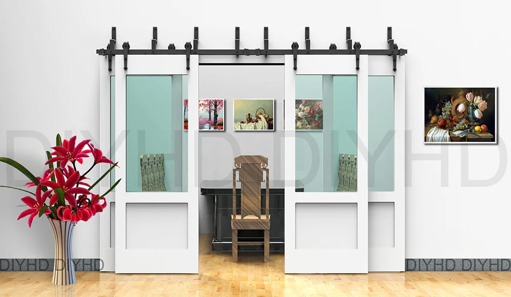 Обводная раздвижная деревянная дверь шкафа 10 футов черная фурнитура в