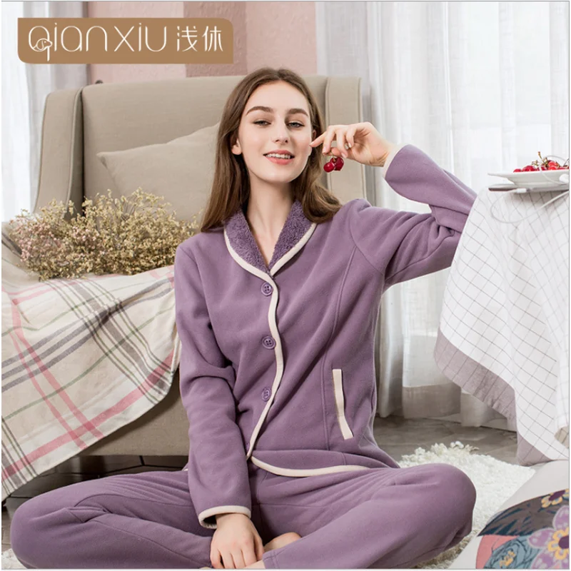 2019 зима XXL пижамы Женский Повседневный женский пижамный комплект теплый