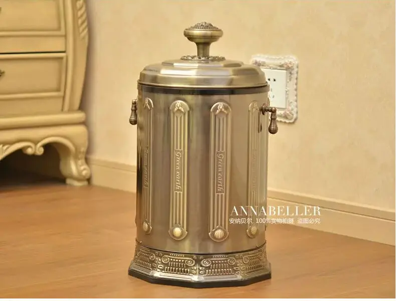 

Luxury 10/6L bronze stainless steel metal rubbish bin waste bin with foot pedal trash can kitchen for home decor LJT006