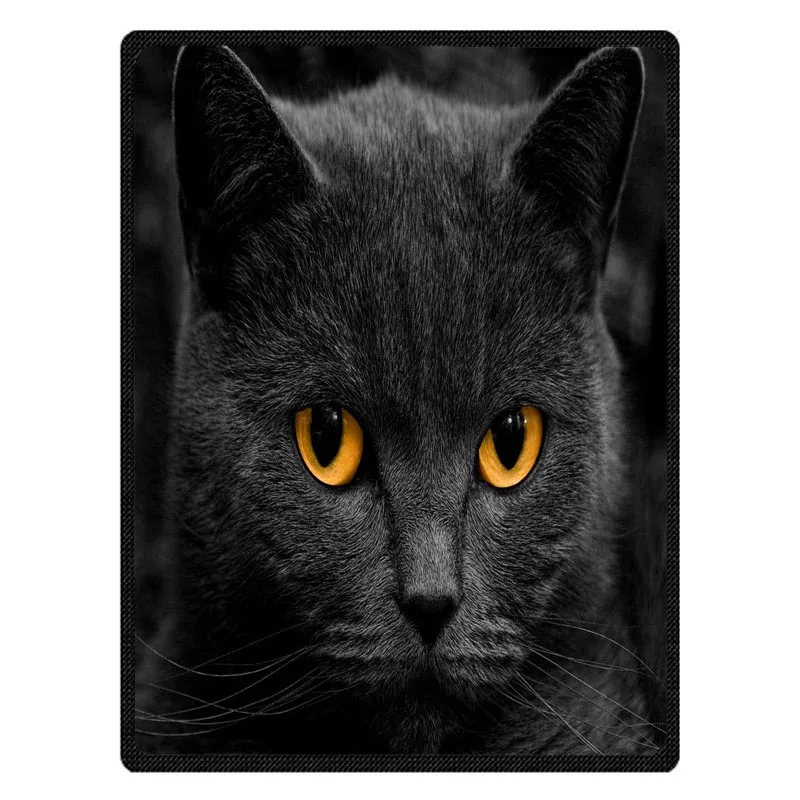 Одеяло для дивана из кораллового флиса с изображением черной кошки зимнее