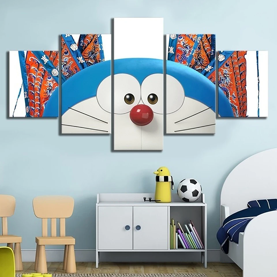 Модульная Hd печатает фотографии украшения дома 5 Панель Doraemon анимационная
