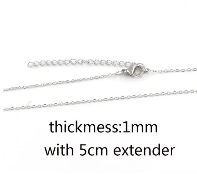 1mm steel extender Fnixtar 40 см 45 см 50 см Нержавеющая сталь DIY ожерелье цепь 1 мм 1,5 мм 2 мм толщина цепи кабель цепи ожерелье 10 шт./лот - Окраска металла: 1mm steel extender