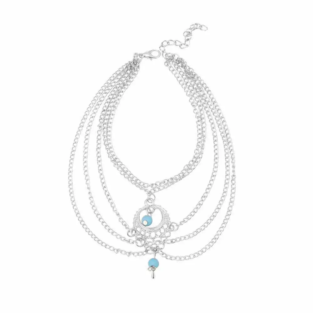 FAMSHIN 2017 модные богемные этнические синие Каменные Бусы ножные браслеты шикарные