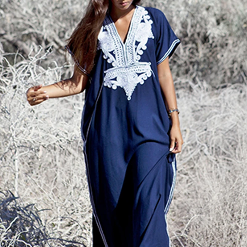 In-X сексуальное пляжное платье с коротким рукавом чехол вышивкой для женщин