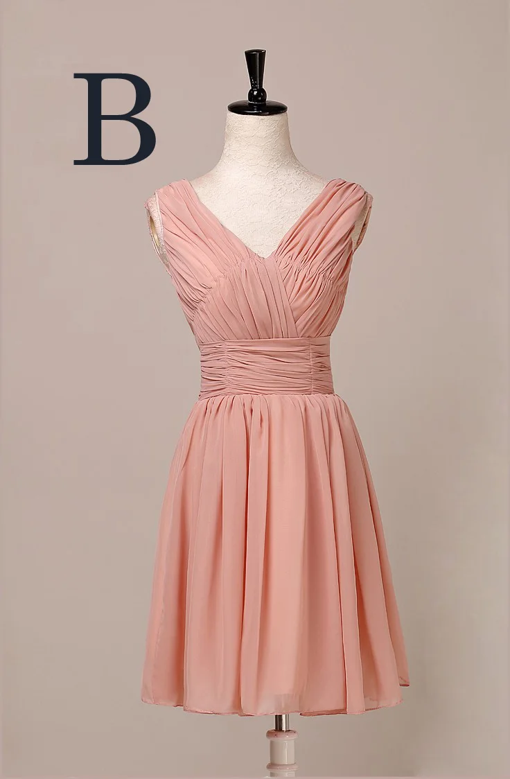 NOBLE WEISS Pink Bridesmaid Dress Knee-Length Chiffon Cheap Pleat Party Prom Dresses Vestido De Festa Casamento Dama Honra | Свадьбы и