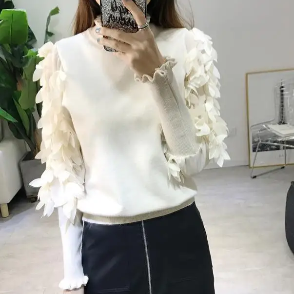 Женский трикотажный свитер-водолазка свободный сетчатый свитер большого