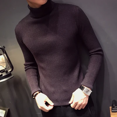 Dark Purple Водолазка, пуловер, Мужская одежда, свитер с длинными рукавами, приталенный, Повседневный, мужские однотонные свитеры винно-красного цвета, большие размеры 3XL, новинка - Цвет: Dark Purple