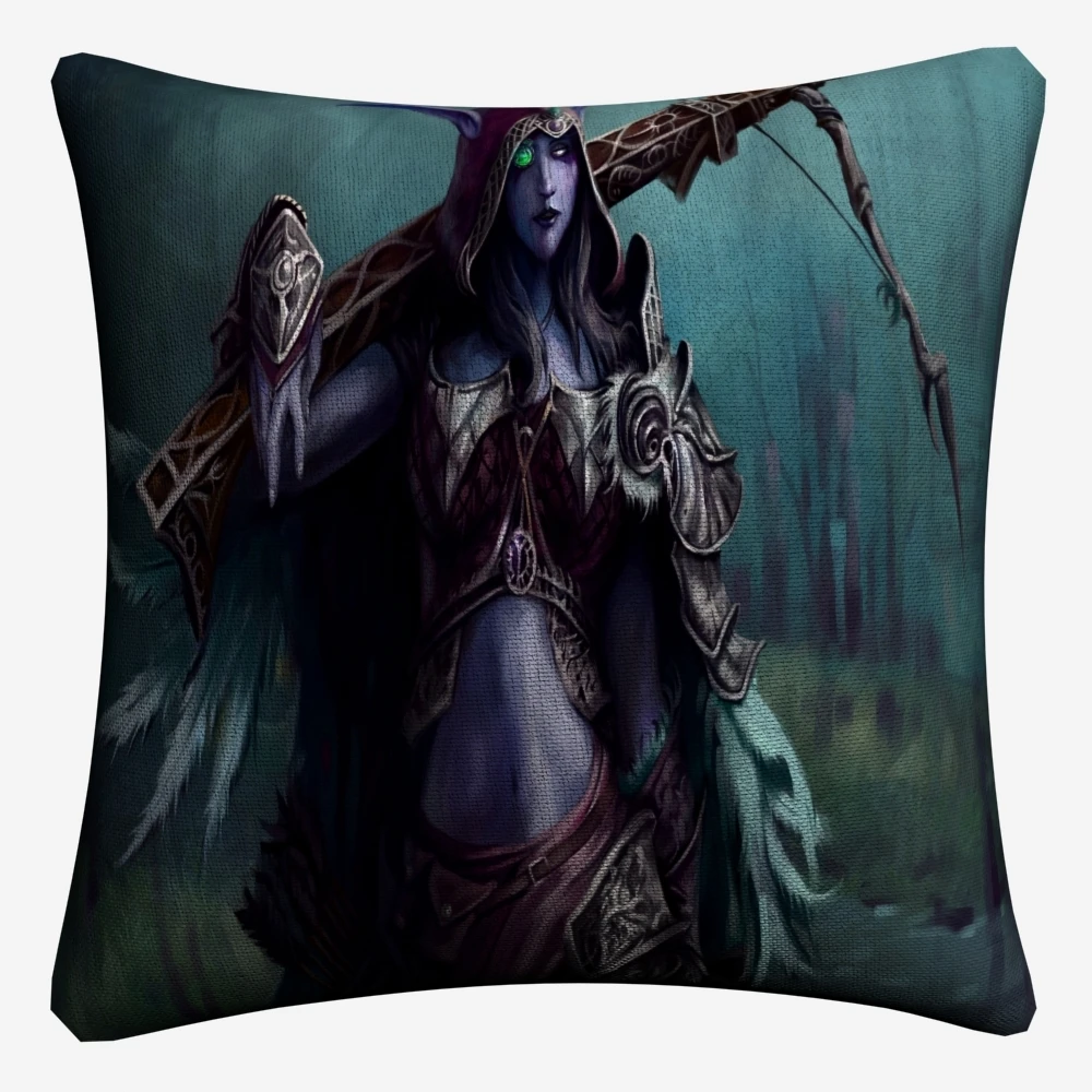 Sylvanas Windrunner WOW игра декоративная льняная Наволочка на подушку размером 45*45 см
