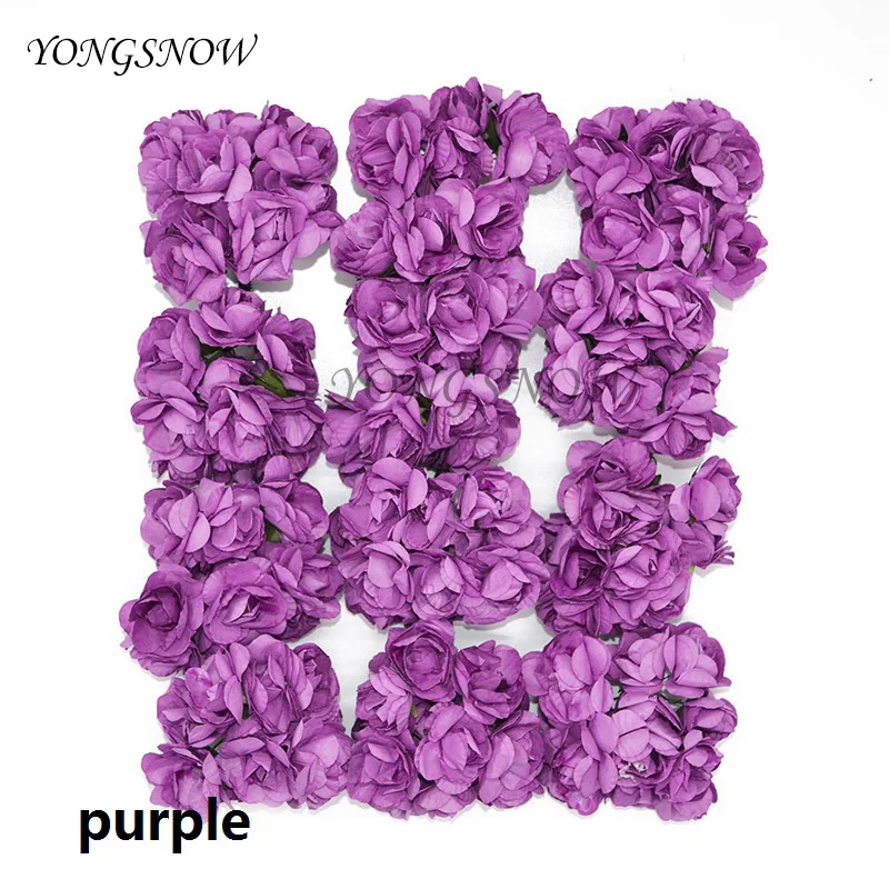 purple 72 шт./лот, 3 см, многоцветные искусственные азалии, бумажный букет цветов для свадебной вечеринки, украшения для дома, сделай сам, Искусственные венки, принадлежности - Цвет: purple
