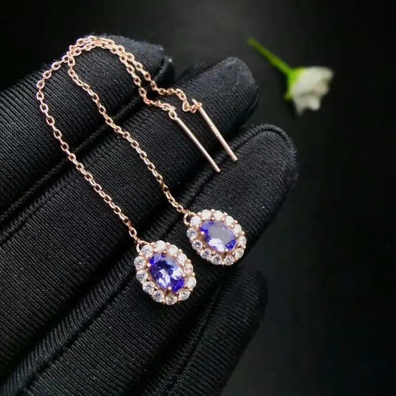 Shilovem 925 серебряные серьги с танзанитом, модные ювелирные украшения для женщин 4*6 мм, подарок xhfe040602agts