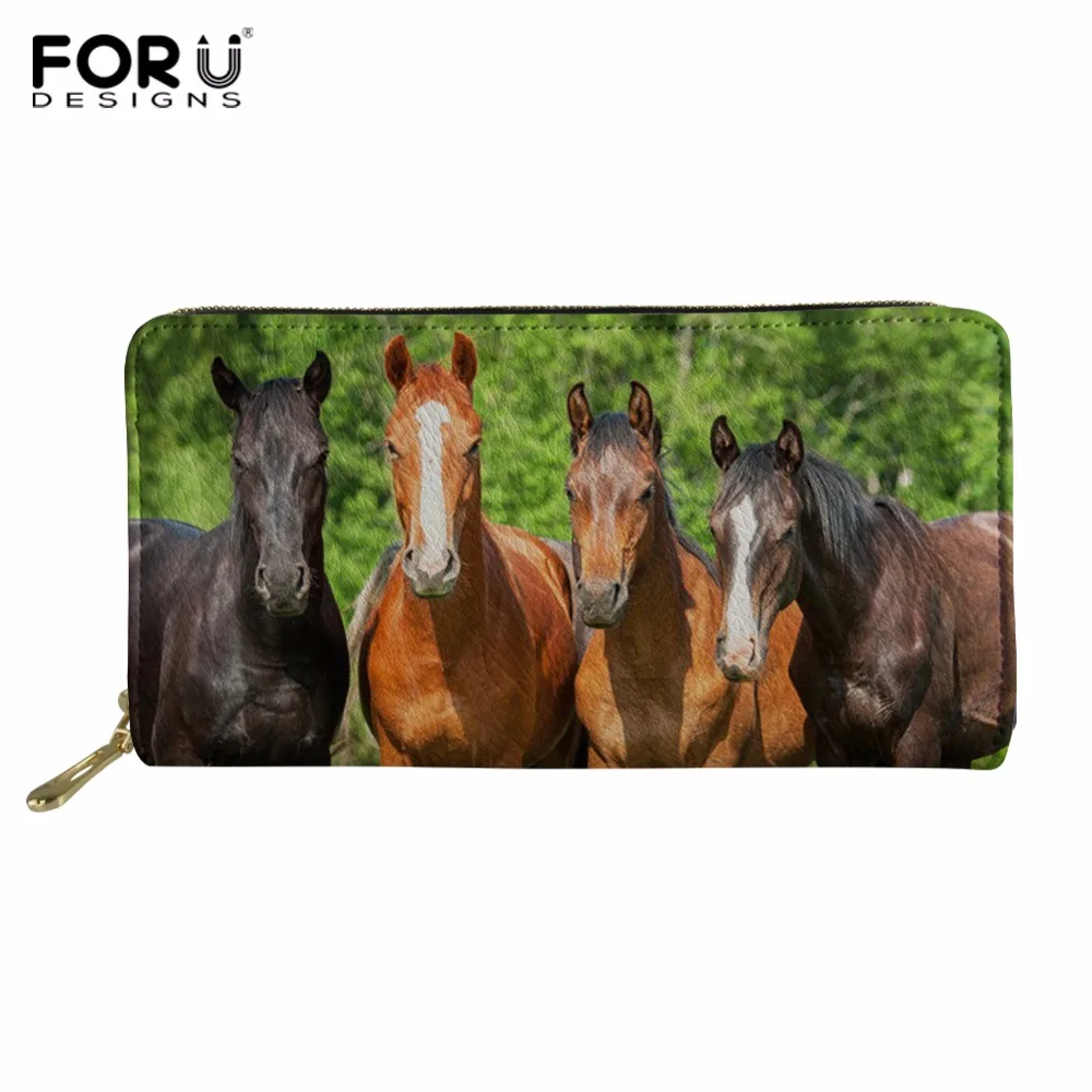 

FORUDESIGNS Women Purse Crazy Horse Long Wallet Coin Bag Purse Zipper Clutch Phone PU Leather Purse Girl Card Wallets Custom