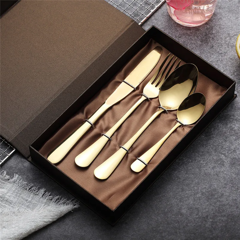 

40set/lot 4 colors Stainless Steel Flatware Cutlery Set for Chef Restaurant Wedding Dinner