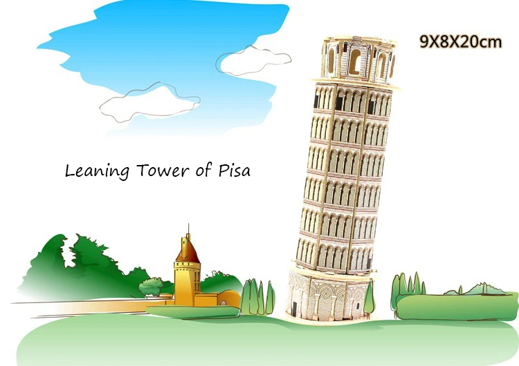 Chanycore Baby Learning Educational Wooden Toys 3D Puzzle Assembling World famous Leaning Tower of Pisa Torre di Model | Игрушки и хобби