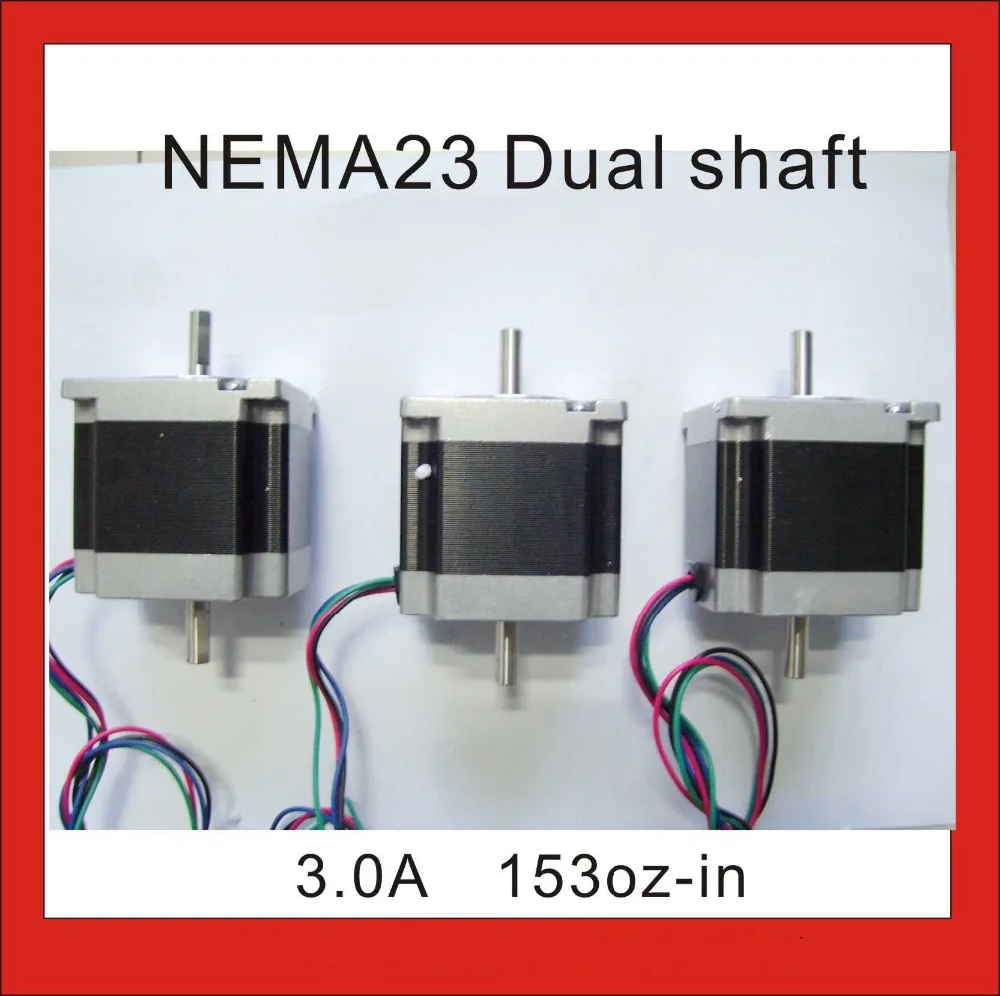 1 шт./лот NEMA 23 шаговый двигатель двойной вал 8 мм 1.2N.m(167oz-in) Длина корпуса 56 мм CE ROHS CNC шаговый двигатель nema23