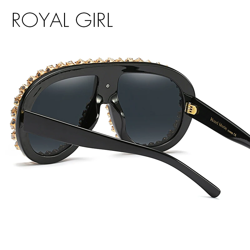 

ROYAL GIRL Oversized 2020 New Women Brand Designer Vintage Mirror Big Frame Rivet Shades Style Ladies Eyewear Glasses ss193