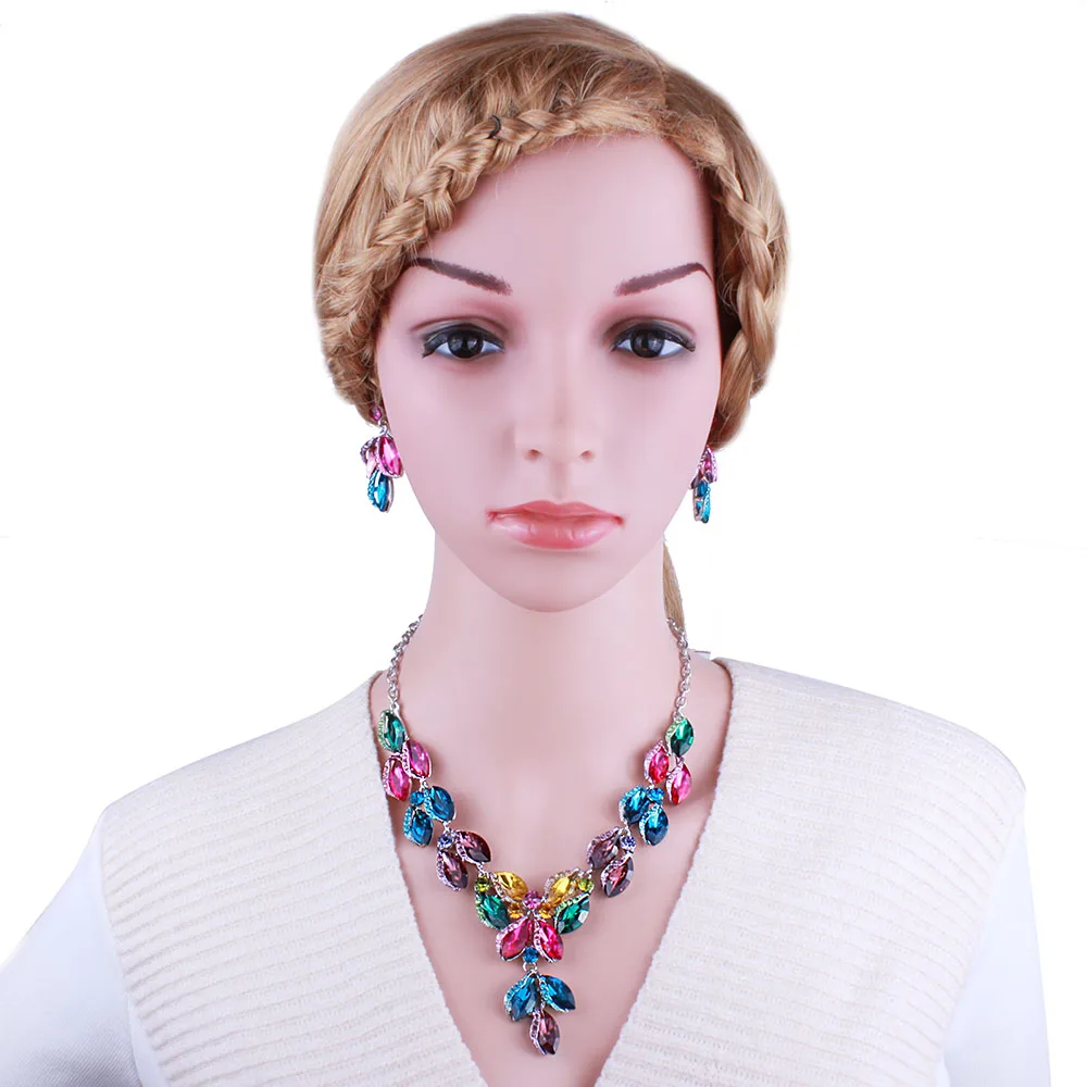 Свадебные украшения FARLENA в форме листа разноцветное ожерелье из хрустального