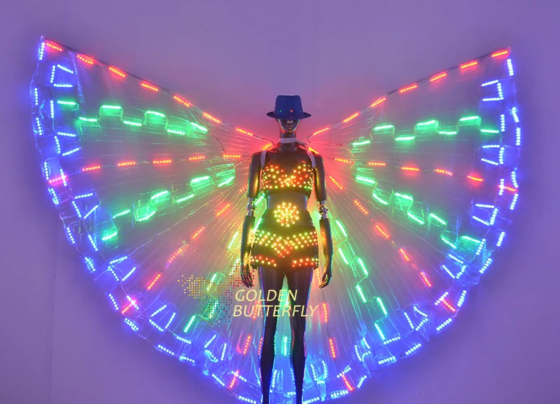 Женские шорты со светодиодами новинка 2017 светящиеся костюмы ремни в виде крыльев