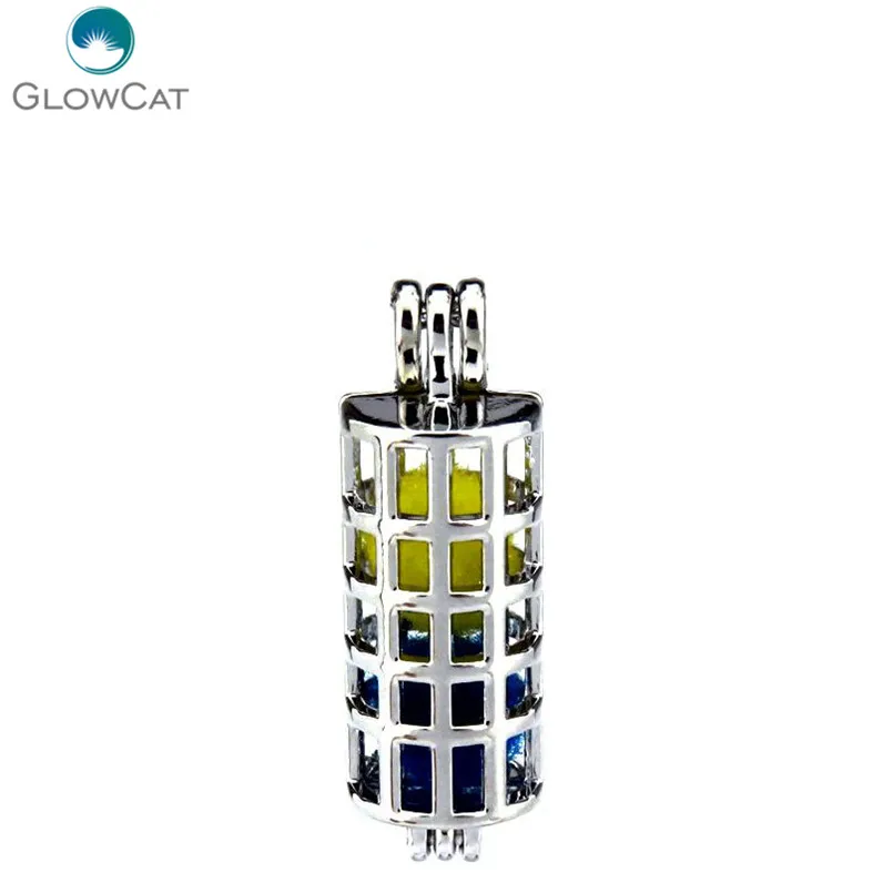 

K181 5pcs/lot Silver Tube Pearl Cage Cylinder Locket Pendant Fairytale Party Essential Oil Diffuser