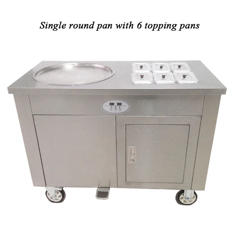 

Approved Thailand Fry Ice Cream Machine With Round Pan 1+6