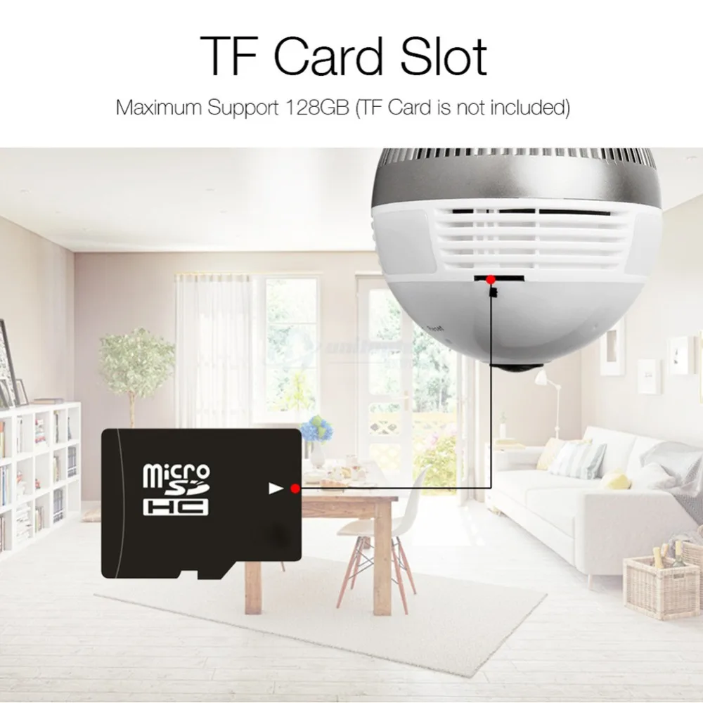 960P 1080P 3MP 5MP Светодиодная лампа WIFI IP камера беспроводная рыбий глаз панорамная P2P
