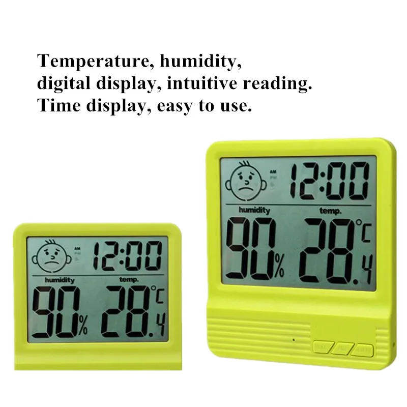 Digital LCD Square Thermometer Hygrometer Baby Smile Crying Face Humidity Meter Weather Station Tester Temperature clock 40% OFF |
