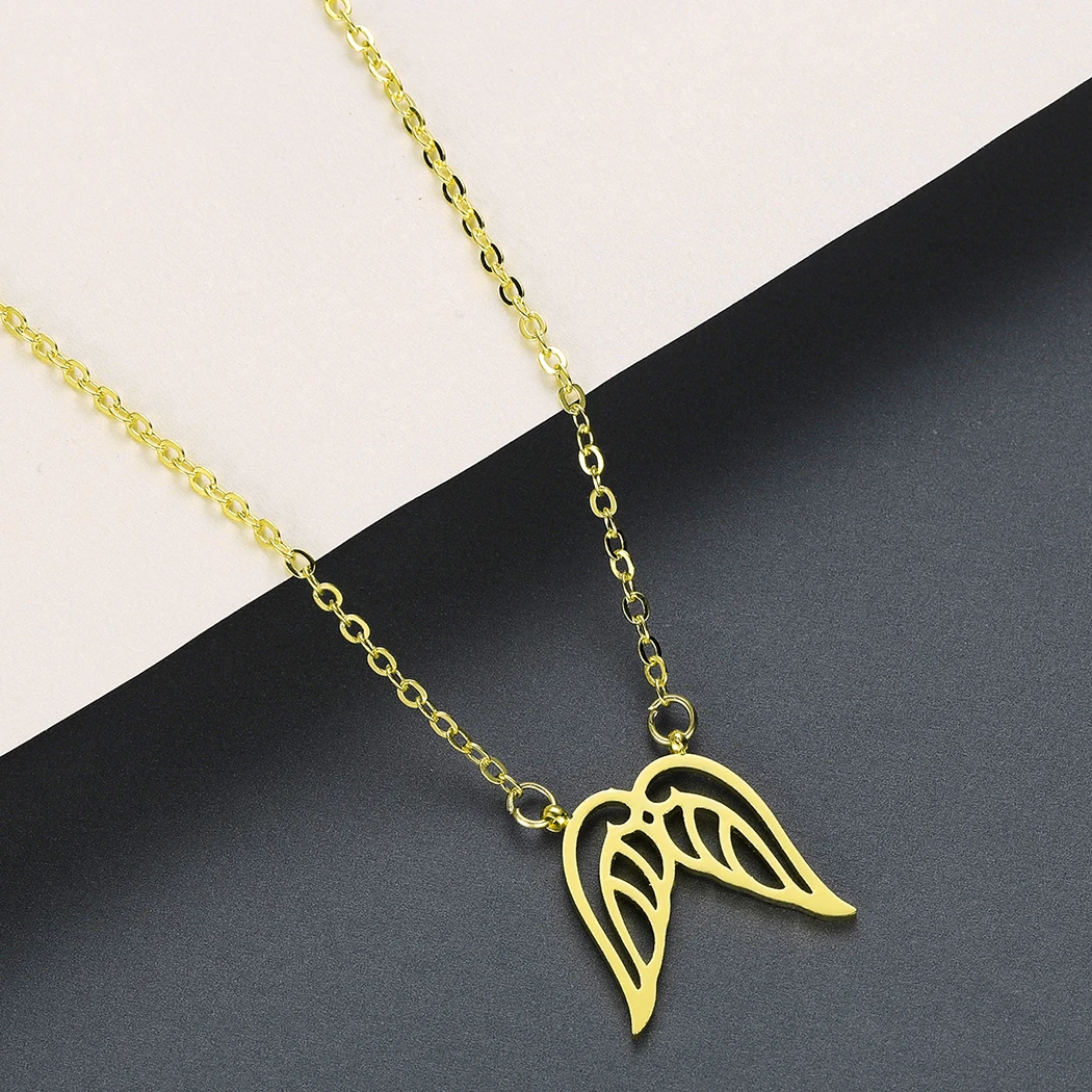 Золотое ожерелье с крыльями ангела женская подвеска желтым золотым крылом