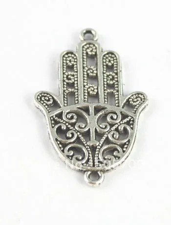 

60PCS Tibetan silver Metal hamsa hand connector A15440