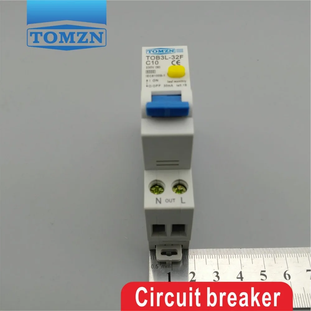 TOB3L 32F 18 мм RCBO 10A 1P + N 6KA автоматический выключатель остаточного тока с защитой от